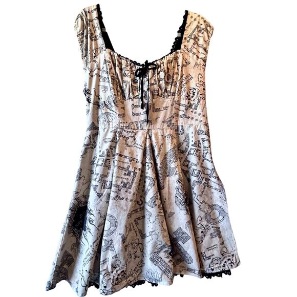 Harry Potter Marauder's Map Gothic Milk Maid Pinup Lolita Corset Tutu Dress XL - Picture 2 of 15